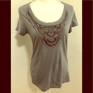 Embellished Banana Republic Gray Shirt Cotton/Silk